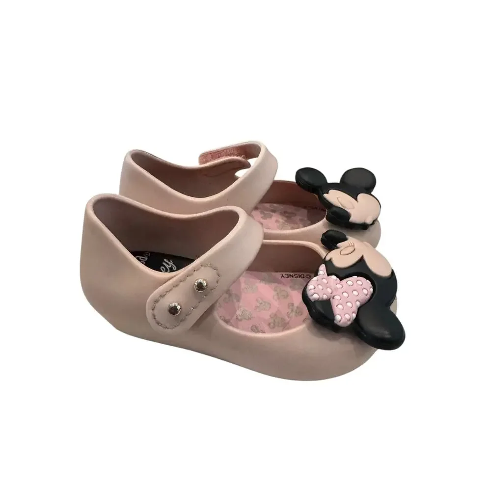 Mini Melissa Kissing Minnie & Mickey Mouse Jelly Mary Jane Shoes Pearl Sz 5